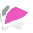 LEGO White Wedge 2 x 2 x 0.7 with Point (45°) with Dark Pink Ear and Medium Stone Gray Spot Sticker (66956)