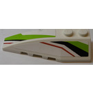LEGO White Wedge 2 x 6 Double Left with Lime, Red and Black Pattern Sticker (41748)