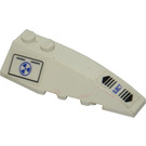 LEGO White Wedge 2 x 6 Double Right with Blue Nuclear and Eject Symbols Sticker (41747)