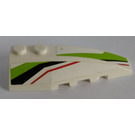 LEGO White Wedge 2 x 6 Double Right with Lime, Red and Black Pattern Sticker (41747)