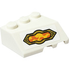 LEGO White Wedge 3 x 3 Left with Flames Sticker (42862)