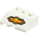 LEGO Wit Wig 3 x 3 Rechtsaf met Flames Sticker (48165)