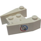LEGO White Wedge 3 x 4 with Spaceship in Blue and Red Circle (Both Sides) Sticker without Stud Notches (2399)