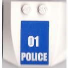 LEGO blanc Coin 4 x 4 Incurvé avec '01 Police' Autocollant (45677)