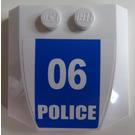 LEGO blanc Coin 4 x 4 Incurvé avec '06 Police' sur Bleu Autocollant (45677)