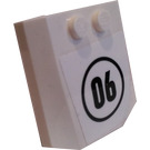 LEGO Wit Wig 4 x 4 Gebogen met Circled Number 06 Sticker (45677)