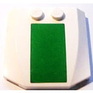 LEGO blanc Coin 4 x 4 Incurvé avec Green Épais Stripe Autocollant (45677)