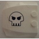 LEGO White Wedge 4 x 4 Curved with Medium Space Skull Logo left Sticker (45677)