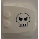 LEGO White Wedge 4 x 4 Curved with Medium Space Skull Logo right Sticker (45677)