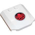 LEGO White Wedge 4 x 4 Curved with Red Hydra Logo Sticker (45677)