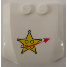 LEGO White Wedge 4 x 4 Curved with Star Justice logo bottom Sticker (45677)