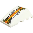 LEGO White Wedge 4 x 4 Triple Curved without Studs with Flames, Screws Sticker (47753)