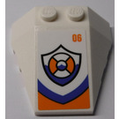 LEGO White Wedge 4 x 4 Triple with '06' and Coast Guard Logo Sticker with Stud Notches (48933)