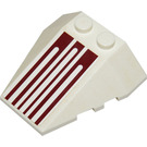 LEGO White Wedge 4 x 4 Triple with Red Lines Sticker with Stud Notches (48933)