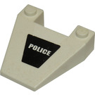 LEGO White Wedge 4 x 4 with 'POLICE' on Black Sticker without Stud Notches (4858)
