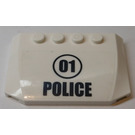 LEGO White Wedge 4 x 6 Curved with '01' and 'POLICE' Sticker (52031)