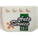 LEGO White Wedge 4 x 6 Curved with "Auto Service 24-7" Sticker (52031)