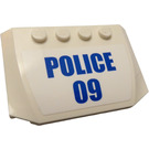 LEGO White Wedge 4 x 6 Curved with Blue "POLICE 09" Sticker (52031)