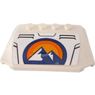 LEGO White Wedge 4 x 6 Curved with Mountain in a Blue and Orange Circle Sticker (52031)