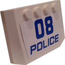 LEGO White Wedge 4 x 6 Curved with Police 08 Sticker (52031)