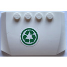 LEGO White Wedge 4 x 6 Curved with Recycle Logo Sticker (52031)