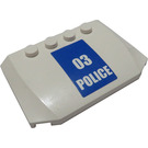 LEGO White Wedge 4 x 6 Curved with White '03' 'Police' on Blue Background Sticker (52031)