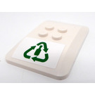 LEGO White Wedge 4 x 6 Roof Curved with Green Glass Recycling Logo Sticker (98281)