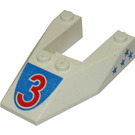 LEGO White Wedge 6 x 4 Cutout with '3' and Stars (Both Sides) Sticker without Stud Notches (6153)