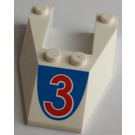 LEGO White Wedge 6 x 4 Cutout with "3" without Stud Notches (6153)