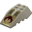 LEGO White Wedge 6 x 4 Triple Curved with Red Crescent and Black Dots Sticker (43712)