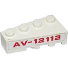 LEGO Weiß Keil Backstein 2 x 4 Links mit 'AV-12112' Aufkleber (41768)