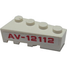 LEGO Wit Wig Steen 2 x 4 Rechtsaf met 'AV-12112' Sticker (41767)