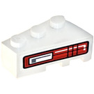 LEGO Wit Wig Steen 3 x 2 Links met Zwart en Rood Backlight Sticker (6565)