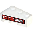 LEGO White Wedge Brick 3 x 2 Right with Black and Red Backlight Sticker (6564)