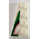 LEGO Weiß Keil Platte 2 x 4 Flügel Links mit rot, Schwarz und Green Muster Aufkleber (41770)