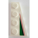 LEGO Wit Wig Plaat 2 x 4 Vleugel Rechtsaf met Rood, Zwart en Green Patroon Sticker (41769)