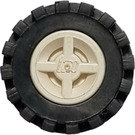 LEGO White Wheel Rim Ø8 x 6.4 without Side Notch with Small Tire with Offset Tread (without Band Around Center of Tread) (73420)
