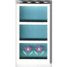 LEGO White Window 1 x 4 x 6 with 3 Panes and Transparent Light Blue Fixed Glass with Flowers Sticker (6160)