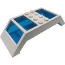 LEGO Wit Venster 10 x 4 x 2 met Schuine uiteinden en Transparant Dark Blauw Glas (30264 / 76033)