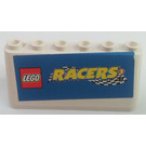LEGO Weiß Windschutzscheibe 2 x 6 x 2 mit LEGO Racers Logo Aufkleber (4176)
