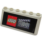 LEGO Weiß Windschutzscheibe 2 x 6 x 2 mit LEGO Studios Aufkleber (4176)