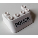LEGO White Windscreen 3 x 4 x 1 & 1/3 with 6 Studs on Top with "POLICE" Sticker