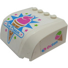 LEGO White Windscreen 5 x 6 x 2 Curved with 'Ice Cream' on Front and Octan Pattern on Both Sides Sticker (61484)