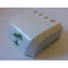 LEGO White Windscreen 5 x 6 x 2 Curved with Palm Tree in Center and Lime Stripes on Sides Sticker (61484)