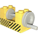 LEGO Winch 2 x 4 x 2 s Světlo Grey Drum s Žlutá a Černá Danger Pruhy Samolepka (73037)