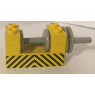 LEGO Winch 2 x 4 x 2 con Luz Grey Drum con Amarillo y Negro Danger Rayas Pegatina (73037)