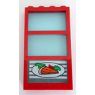 LEGO Fenster 1 x 4 x 6 mit 3 Scheiben und Transparent Licht Blau Fixed Scheibe mit Pizza Pointing Rechts Aufkleber (6160)