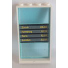 LEGO Window 1 x 4 x 6 with 3 Panes and Transparent Light Blue Fixed Glass with Train Schedule Sticker (6160)