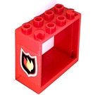 LEGO Ventana 2 x 4 x 3 con Fuego logo Pegatina con agujeros cuadrados (60598)