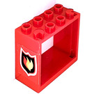 LEGO Window 2 x 4 x 3 with Fire Logo Sticker with Square Holes (60598)